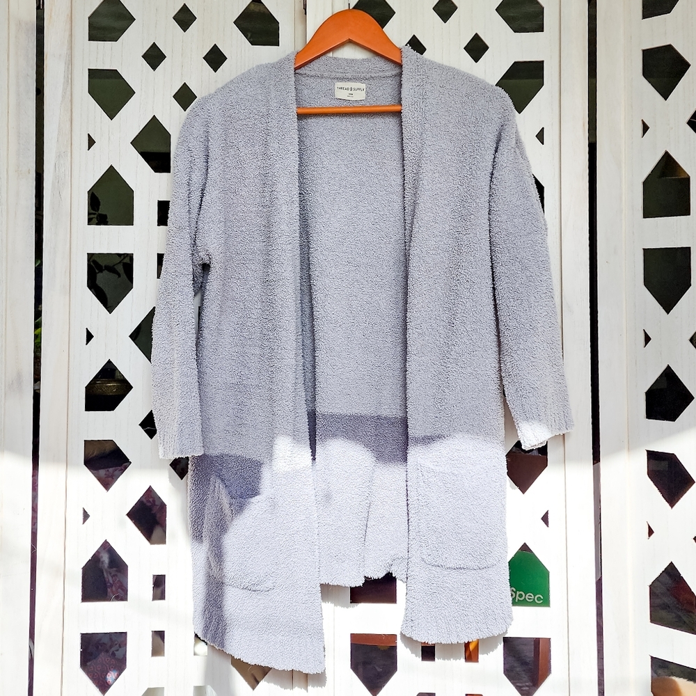 👕 Thread & Supply Cool Grey Cozy Pocket Soft Cardigan